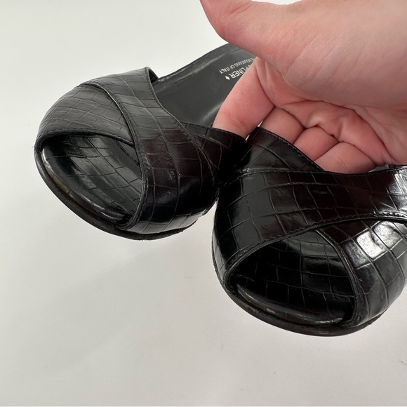 Donald J Pliner couture heel 8 black Italian leather tortoise print vintage 90s - Picture 10 of 13